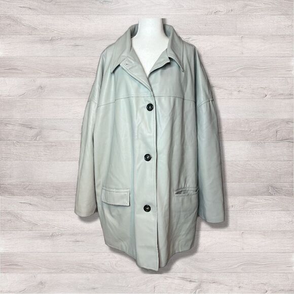 ASOS CURVE oversized faux leather quilted lined jacket size 26 - Picture 2 of 8